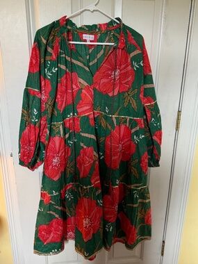 NWOT Naudic Molly Dress in Green/Hot Pink Floral